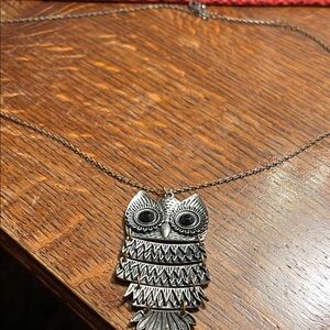 Silver Owl Pendant Necklace - 4 tiered Women's Silver Tone Jewelry